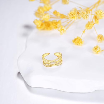 GEHN 14k Solid Gold Celtic Ear Cuffs Real Yellow Gold Celtic Knot Clip On Earrings Non Piercing Earrings Irish Jewelry for Women Wife Mom （Only 1 PCS ）