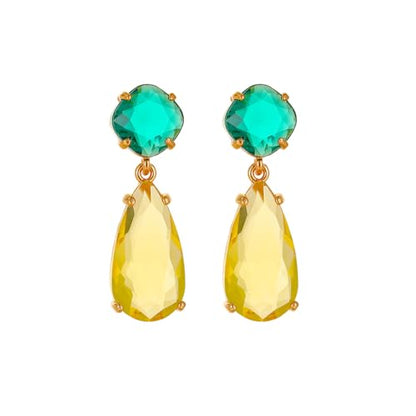 Crystal Earrings CXUEMH Teardrop Earrings for Women Blue and Green Dangle Earrings Elegant Earrings for Prom Emerald Green Earrings Formal Jewelry Crystal Drop Earrings - color: green and yellow