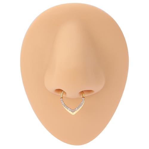 GAGABODY Daith Piercing Jewelry 16g Septum Ring Septum Jewelry Nose Hoop Daith Earring Surgical Steel Cartilage Earrings Hoop Helix Piercing Jewelry - color: 1pc Gold+ Water Droplets CZ