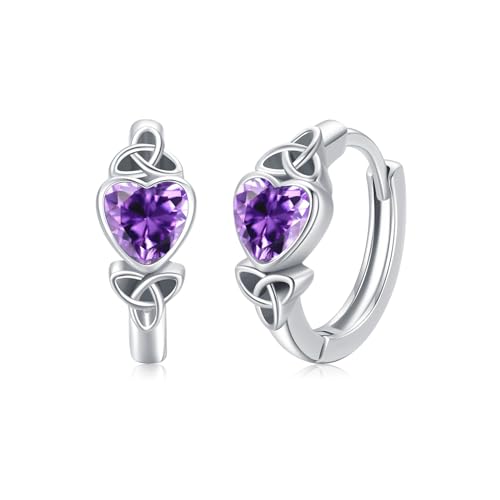Celtic Knot Earrings Heart Hoops S925 Sterling Silver Irish Earrings Cartilage Hoop Earrings Small Hoop Earrings for Women - style: 0964D