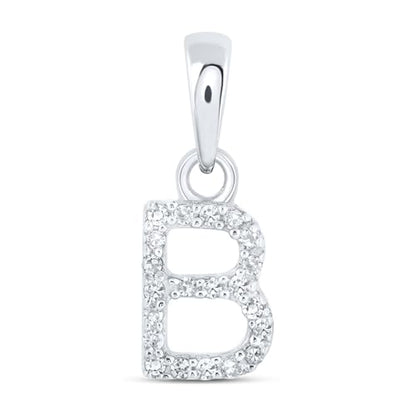 Solid 10K Yellow Gold Real Natural Diamond Womens A-Z Initial Letter Pendant Charm - 1/2 Inch Height - for Necklaces .03 Carat (.03 Cttw) - style: B - 10k White Gold