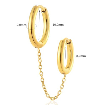 Titanium Huggie Hoop Earrings Hypoallergenic Nickel Free Hinged Sleeper Earrings for Sensitive Skin Cartilage Helix Lobes - style: 2 gold circles