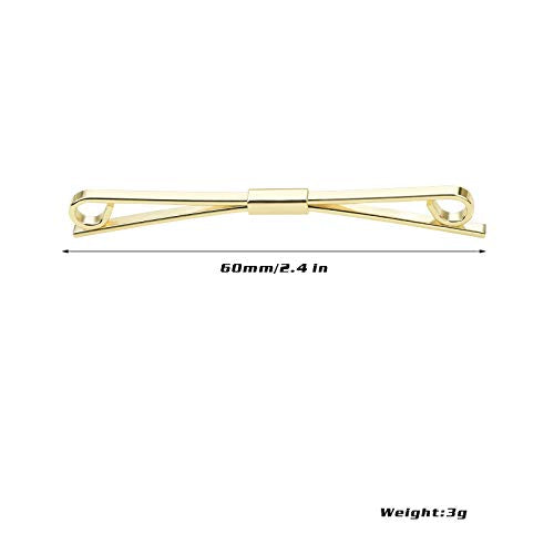 3PCS Men's Classic Tie Clips - Shirt Collar Clip Bar for Necktie - Gold, Silver, Black Tone - Tie Pins, Collar Holder - style: 60mm Length Ring Head