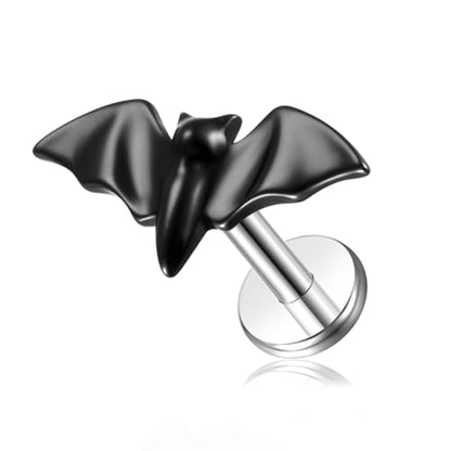 1pcs G23 Titanium Flat Back Earrings Studs 16g F136 Implant Grade Titanium Labrets Press Fit Threadless Push In Dainty Cartilage Helix Conch Lobe Lip Tragus Piercing Jewelry - style: 1pcs 16G Bat