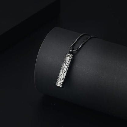 Imrsanl Tree of Life Urn Necklace for Men Women Bar Cremation Jewelry for Ashes Keepsake Ashes Necklace Pendent - color: Black