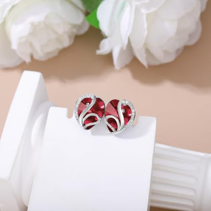 Butterfly Heart Birthstone Crystal Stud Earrings for Women S925 Sterling Silver Heart Birthstone Studs Birthday Gifts for Wife Mother Daughter Girlfriend Mom - color: 01-January