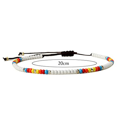 XIJIN 8Pcs Handmade Beaded Anklets for Women Boho Colorful Beads Ankle Bracelets Adjustable Foot Anklet Set - color: A-1
