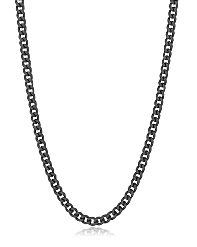 sovesi 3.5/5mm Cuban Link Chain Necklace for Men, Silver Tone/Black/14K Gold Plated Stainless Steel Necklace Chain, Mens Chain 16-28 Inch Jewelry Gift - size: 26 inches, style: Black 3.5mm
