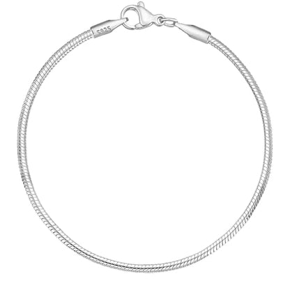 Charm Bracelet 925 Sterling Silver Bracelets for Women 2mm Dainty Snake Chain Bracelet Jewelry Gifts for Her - size: 7.5 inches