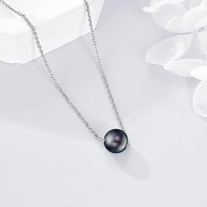 925 Sterling Silver Black Pearl Necklace Choker Jewelry Birthday Gifts for Women - style: Black Pearl