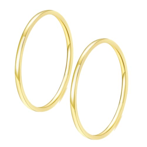 Women Stainless Steel Solitaire Stackable Ring Non Tarnish - color: 2 Gold, size: 4