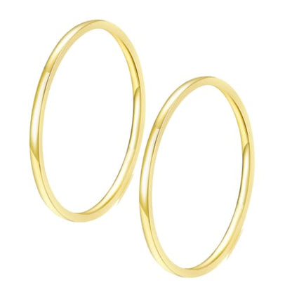 Women Stainless Steel Solitaire Stackable Ring Non Tarnish - color: 2 Gold, size: 4