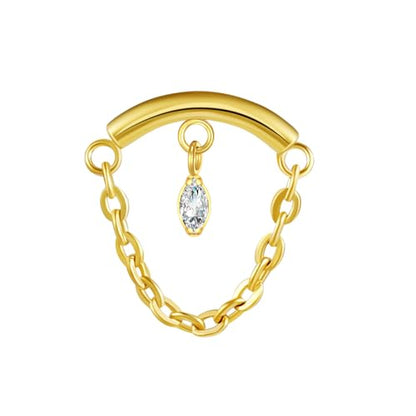 BelezaDosas G23 Titanium Labret Studs Threadless Push-in Labret Press Fit 16G Cluster Helix Lobe Conch Tragus Push Back Piercing Jewelry - style: chain gold eye
