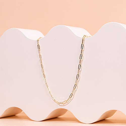 PAVOI Chain Necklace for Women, 14K Gold Plated Adjustable Layering Chain - style: Paperclip-L