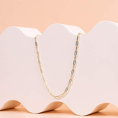 PAVOI Chain Necklace for Women, 14K Gold Plated Adjustable Layering Chain - style: Paperclip-L