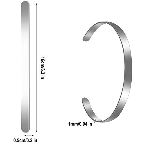 18 Pieces Bracelet Blanks Adjustable Cuff Bangle Bracelet Stainless Steel Blank Bracelet Bangle for DIY Jewelry Bangle Making, 1/5 x 6 Inch