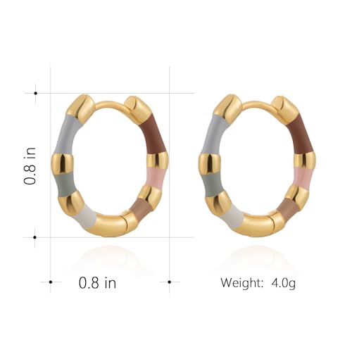 Milan Chiva 14K Gold Plated Small Huggie Dangle Earrings | Lightweight Trendy Heart Dainty Jewelry Hypoallergenic Chunky Gold Hoops Earrings Jewelry Mothers Day Gift for Women - color: E-Gold