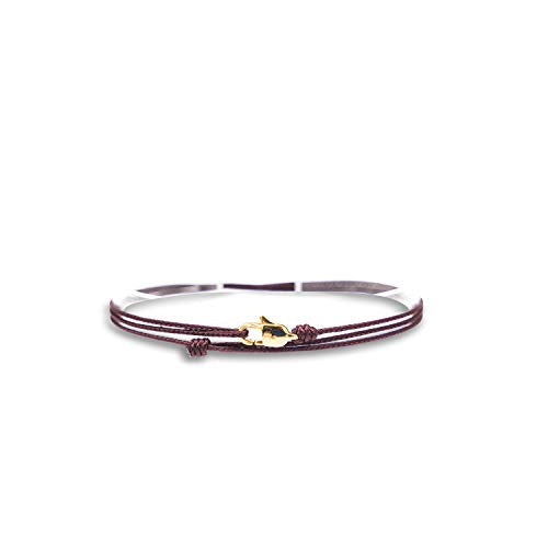 Made by Nami Surfer Anklet with Snap Hook Clasp Waterproof & Adjustable Thin String Ankle Bracelets for Women and Men Handmade Jewelry for Beach and Music Festival Accessories - color: Ruby Red Gold