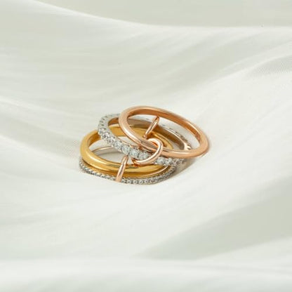 Gold Stackable Rings for Women Non Tarnish, Dainty Stackable CZ Cubic Zirconia 18k Gold Plated Rings, Gold Knuckle Women Rings Set