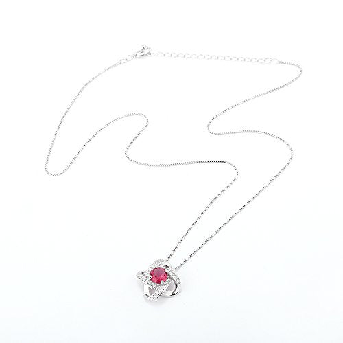 AMYJANE Bridal Jewelry Set for Women - Crystal Cubic Zirconia Love Knot Necklace Stud Earrings Elegant CZ Jewelry Set for Wedding Bride Bridesmaids Gift Set - color: Ruby(14k White Gold Plated)