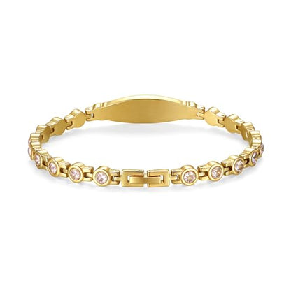 LinnaLove Fashion Shiny medical alert bracelet with Free Engraving Stainless steel Medical id bracelet for Women - color: Crystal heart-Gold
