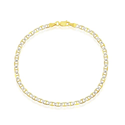 14K Gold Plated Chains – Pave Figaro/Figaro/Cuban/Marina/Franco/Cross/Butterfly/Hearts & Beads/Elephant Charms Rolo 9”/9+1” Anklets – Jewelry for Women or Teens - style: 9" - Marina