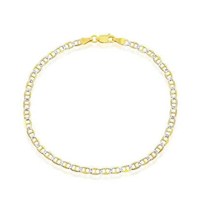 14K Gold Plated Chains – Pave Figaro/Figaro/Cuban/Marina/Franco/Cross/Butterfly/Hearts & Beads/Elephant Charms Rolo 9”/9+1” Anklets – Jewelry for Women or Teens - style: 9" - Marina