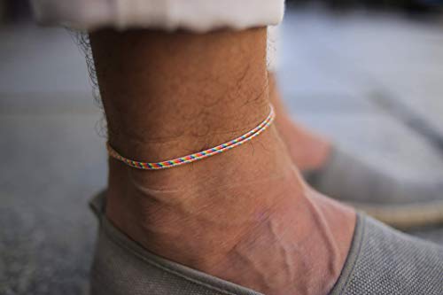 Made by Nami Surfer Anklet with Snap Hook Clasp Waterproof & Adjustable Thin String Ankle Bracelets for Women and Men Handmade Jewelry for Beach and Music Festival Accessories - color: Retro Gold