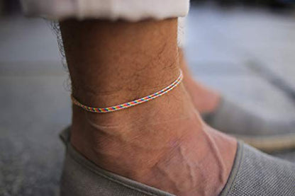 Made by Nami Surfer Anklet with Snap Hook Clasp Waterproof & Adjustable Thin String Ankle Bracelets for Women and Men Handmade Jewelry for Beach and Music Festival Accessories - color: Retro Gold