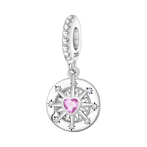 925 Sterling Silver Charms for Bracelets and Necklace Religious Cross Pendants Praying Hands, Bible, Virgin Mary, Jesus, Church Bead Jewelry - color: Pink Heart Charm