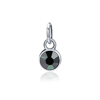 May Birthstone Charms for Bracelet Necklace Jewelry Making Silver DIY Crystal for Women 6mm