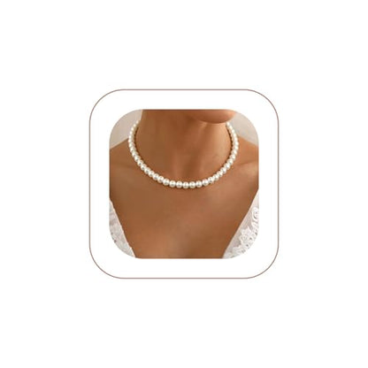 Gold Pearl Necklaces for Women - White Pearls Jewelry Gifts Wedding Bride Bridesmaid Jewelry - color: Gold-Pearl Strand