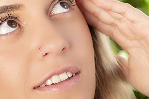 Silver Nose Ring - Tiny 24 Gauge Nose Hoops for Women - 925 Sterling Silver 7mm Nose Piercing Jewelry - Silver Nose Rings