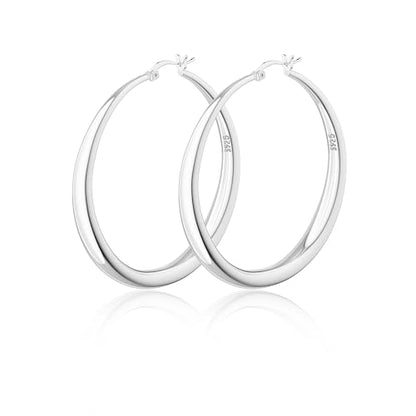 Robaice 925 Sterling Silver Hollow Hoop Earrings for Women, 30/40/50/60mm | Lightweight hollow circle hoops with a clean polished profile, hypoallergenic for everyday wear - size: 50mm Silver Hoop