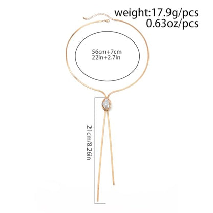 FUTIMELY Dainty Long Gold Necklace for Women,Thin Herringbone Chain Necklace,Long Lariat Necklace Body Jewelry - color: Pearl Gold