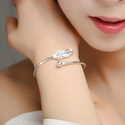 925 Sterling Silver Bracelet Plated Cuff Bangle Bracelet Fashionable Multi-layer Cross Wire Bangle Bracelet Open Adjustable Wide Cuff Bracelet for Teen Girls Fashion Jewelry - color: 10
