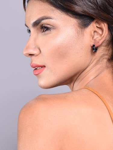 ChainsHouse Stud Earrings for Men Women,316L Stainless Steel/14K Gold/Black Plated Metal, Punk Hypoallergenic Surgical Huggie Hoop Earrings Mens Jewelry Piercing Hoop Earrings - style: D: Black-Spike(1 Pair)