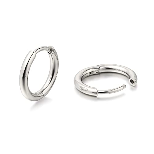 Limerencia G23 Hypoallergenic Titanium Earrings Hoops Small Huggie Earrings | 18G Cartilage F136 Pure Titanium Huggie Hoops with Cubic Zirconia, Ear Cuff Style Jewelry for Women Men with Sensitive Ears - color: No stones, size: 8mm