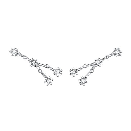 925 Sterling Silver CZ Horoscope Zodiac 12 Constellation Astrology Ear Crawler Post Earrings Gift for Mom Women Mothers Day/Valentines Day/Birthday/Christmas/Anniversary - style: Cancer (Jun 21 - Jul 22)