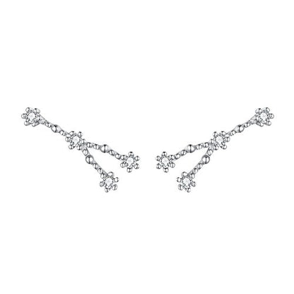 925 Sterling Silver CZ Horoscope Zodiac 12 Constellation Astrology Ear Crawler Post Earrings Gift for Mom Women Mothers Day/Valentines Day/Birthday/Christmas/Anniversary - style: Cancer (Jun 21 - Jul 22)