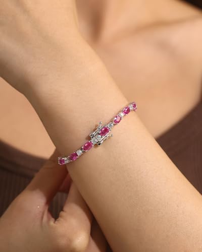 FANCIME Glamour Radiance Sterling Silver Birthstone Tennis Bracelets 7" | Charm Fine Jewelry Birthday Gifts for Women - color: Tourmaline
