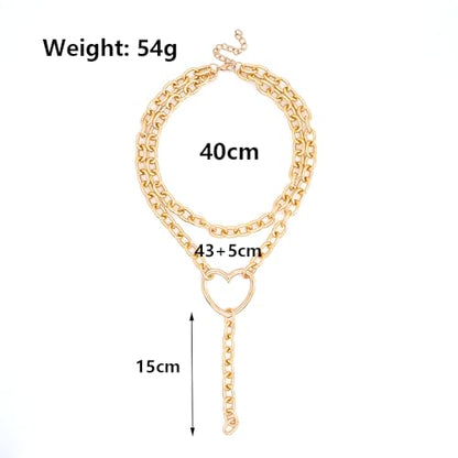 FUTIMELY Layered Chunky Y Necklace,Minimalist Plated Gold Geometric Thick Chain Lariat Necklace,Charming Adjustable Hip Hop Collarbone Necklace for Women - color: Gold