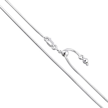 Sterling Silver Round Snake 0.8mm 0.9mm 1mm 1.2mm 1.6mm Chain 925 Italy Necklace - size: Length 22 Inches (Adjustable), style: 1.2mm