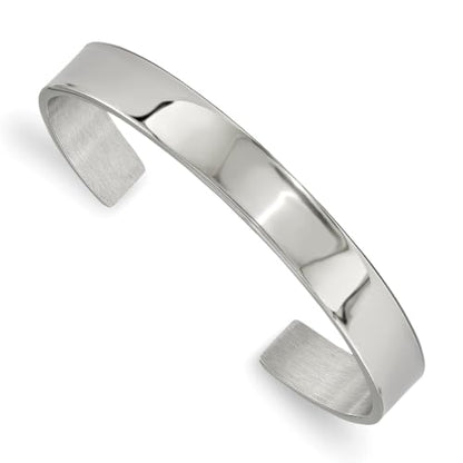 Chisel Polished Cuff Bangle in Stainless Steel, 9mm