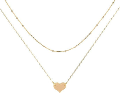 Gold Necklace Stack,Layered Heart Necklace Pendant Handmade 18k Gold Plated Dainty Gold Choker Arrow Bar Layering Long Necklace For Women