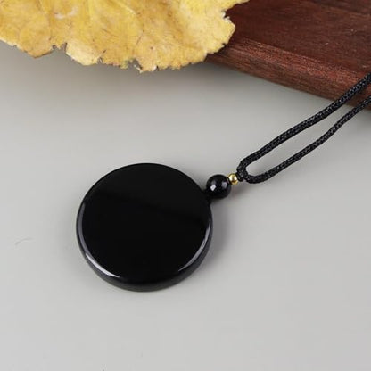 Anjiucc Natural Gemstone Tree of Life Black Obsidian/Golden Obsidian Pendant Necklace for Male and Female Necklace - color: Black obsidian 3
