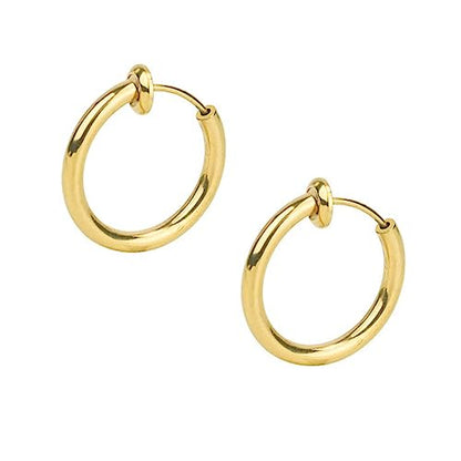 Clip On Hoop Earrings for Women - Silver and Gold-Tone Brass Spring Hoops for Non-Pierced Ears