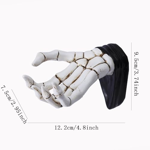Halloween Skeleton Hand Ring Holder Wall Mounted Key Holder Organizer Multifunctional Wall Hooks for Hanging Keys Jewelry Bracelet Gothic Home Decor for Entryway Bedroom