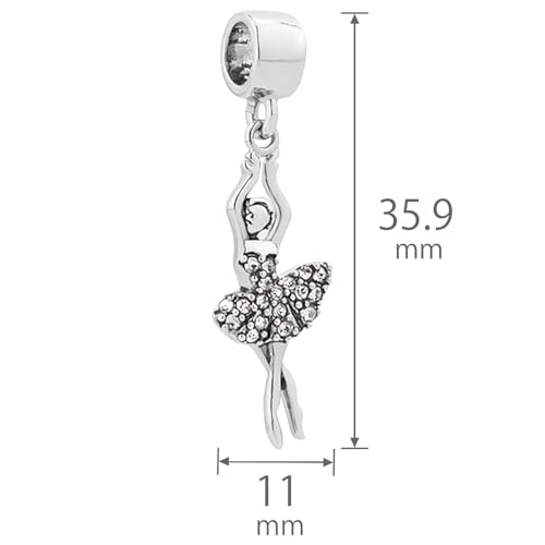 NARTGO Sparkling Dancing Women with Colorful Birthstone Charm Compatible with Pandora Bracelets Birthday Mother's Day Christmas Jewelry Gifts - color: April Clear