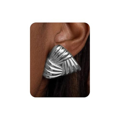 Gold Chunky Earrings for Women Trendy, 14K Gold Plated Dainty Kont Earrings Statement Minimalist Hypoallergenic Stud Earrings - color: Gacia & Silver